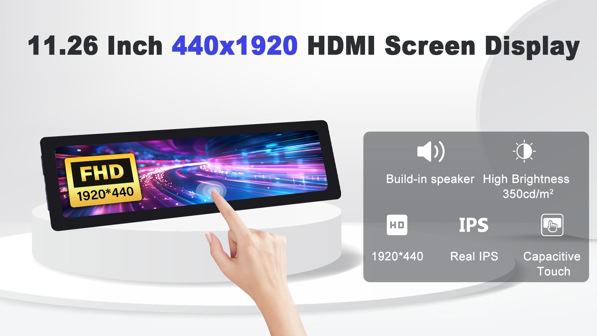 52Pi 11.26-inch Capacitive Touch Screen LCD 1920x440 HDMI IPS Display