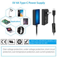 52Pi 5V 4A US Plug Power Supply Adapter with Switch-on/off Cable