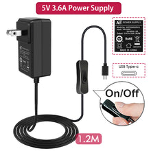 52Pi 5V 3.6A US Plug Power Supply Adapter with Switch-on/off Cable