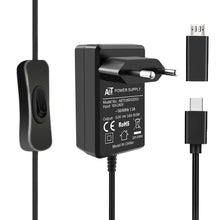 52Pi 5V 3.6A EU Plug Power Supply Adapter with Switch-on/off Cable
