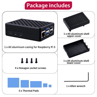Armor Case V5 Black Aluminum Alloy Passive Cooling Enlosure Shell for Raspberry Pi 5