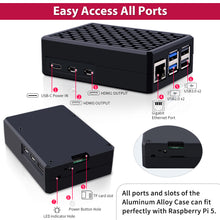 52Pi Armor Case V5 Black Aluminum Alloy Passive Cooling Enlosure Shell for Raspberry Pi 5