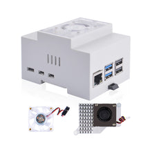 DIN Rail ABS Case with Offical Heat Sink for Raspberry Pi 5, Modular Box for Electrical Panels, Pi 5 Active Cooler for Raspberry Pi 5 8GB/4GB