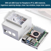 DIN Rail ABS Case with Offical Heat Sink for Raspberry Pi 5, Modular Box for Electrical Panels, Pi 5 Active Cooler for Raspberry Pi 5 8GB/4GB