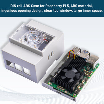 DIN Rail ABS Case with Armor Lite V5 Cooler for Raspberry Pi 5