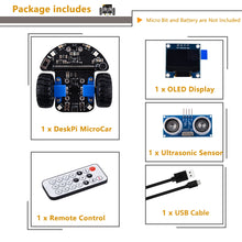 DeskPi MicroCar for Micro:Bit 0.96" OLED Display Sensors Ultrasonic Pre-wired Programming