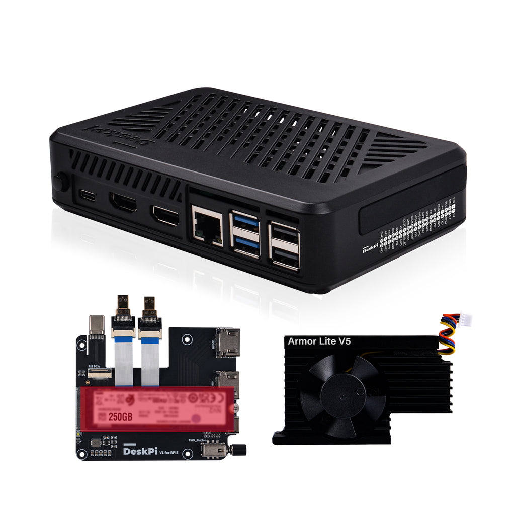 DeskPi Lite for Raspberry Pi 5, With Power Button/Heatsink with