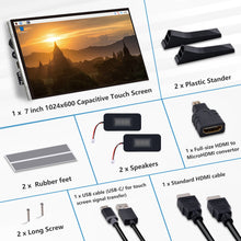 52Pi 7 inch 1024x600 60Hz IPS Capacitive Touch Screen with speakers for Raspberry Pi Windows PC