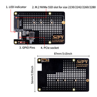 N07 M.2 2280 PCIe to NVMe Bottom Extension Adapter Board