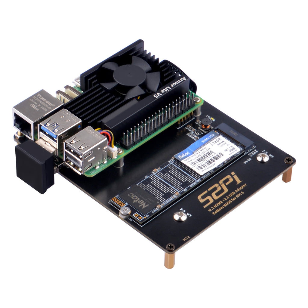 52Pi M.2 NVME +2.5 USB Adapter Bottom NUO8 for Raspberry Pi 5