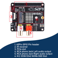 52Pi HiFi DAC Hat with PCIe to NVMe SSD Function for Raspberry Pi 5, Support NVMe 2230/2242 SSDs