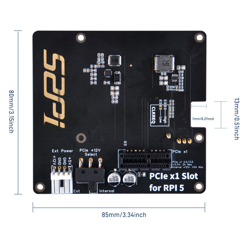 52Pi P02 PCIe Slot for Raspberry Pi 5, Pi 5's PCIe to PCIe x1 slot