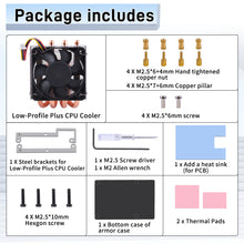 52Pi Low-Profile Plus CPU Cooler for Raspberry Pi 5, Aluminum Heatsink with Cooling Fan for Raspberry Pi 5