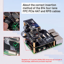 52Pi B14 Quad FPC PCIe HAT for Raspberry Pi 5, B14 HAT 1 to 4 PCIe Interface with 40Pin GPIO Pin Header for Raspberry Pi 5