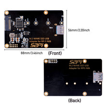 52Pi N06 M.2 NVME SSD USB Adapter for Raspberry Pi 5, Support M.2 NVMe SSD 2230/2242/2260/2280