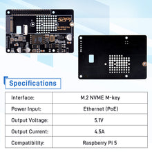 52Pi P33 M.2 NVMe 2280 PoE+ HAT Extension Board for Raspberry Pi 5, Support M.2 NVMe SSDs  2230/2242/2260/2280