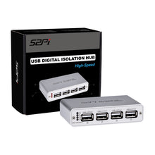 52Pi 4-Port USB 2.0 Isolator Hub, ADuM3165 USB Digital Isolation Module with Power Adapter, Up to 480 Mbps High-Speed USB Splitter