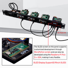 52Pi 4 USB-Channel 5V Power Supply Module for Raspberry Pi Pico, 0.91-inch OLED Screen, Compatible with 1U Rack Mounting
