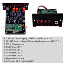52Pi 4 USB-Channel 5V Power Supply Module for Raspberry Pi Pico, 0.91-inch OLED Screen, Compatible with 1U Rack Mounting