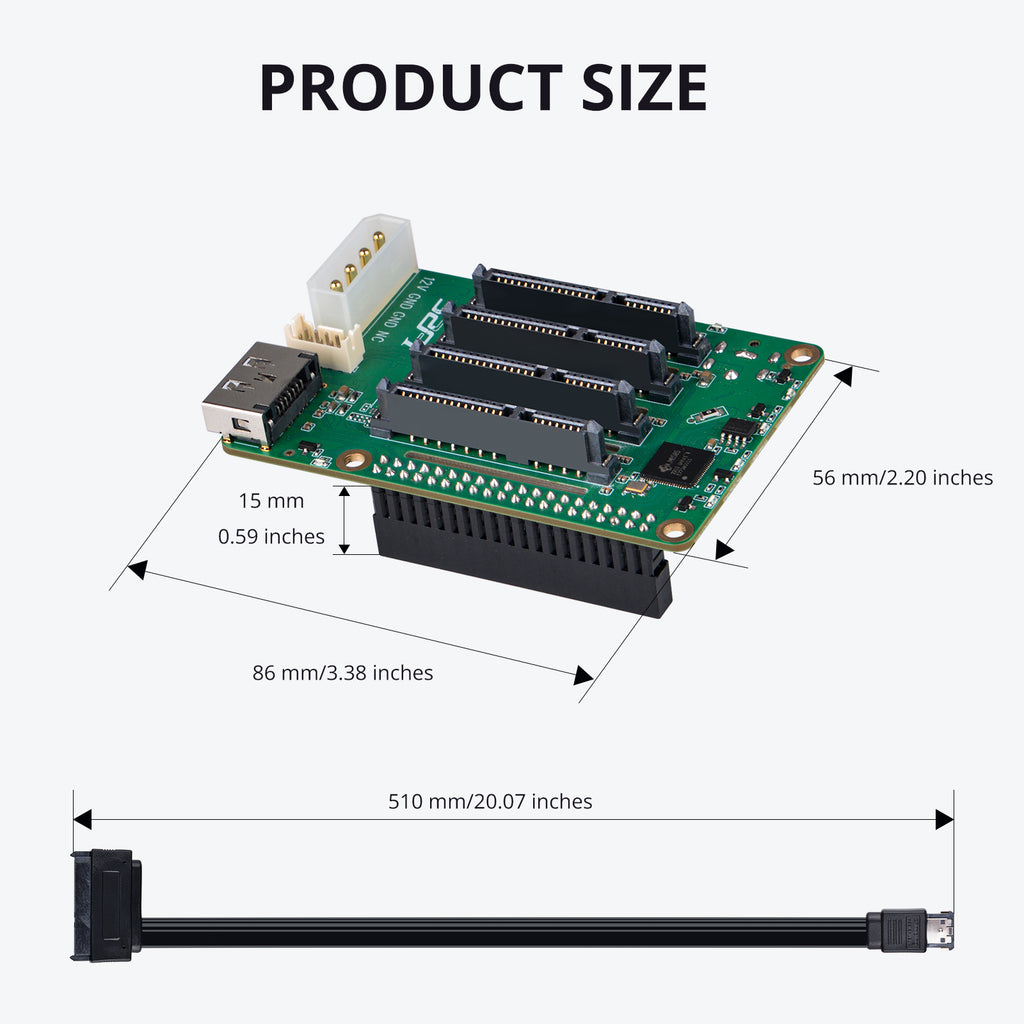 52Pi 5-Bay SATA Storage Expansion Board for Raspberry Pi 5, with 4