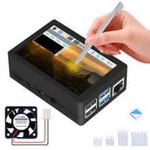 52Pi 3.5 Inch 480*320 Resistive Touch Screen TFT Display Monitor with ABS Case Cooling Fan Heatsinks for Raspberry Pi 4 B