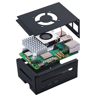 Raspberry Pi 5 Metal Case with Cooling Fan and Heatsinks Support PCle M.2 NVMe Shield Top X1001