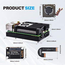 Armor Case with M.2 M-key PCIe3.0 x1 adapter for Raspberry Pi 5, Supports M.2 NVMe SSDs 2230,2242,2260,2280
