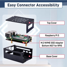 52Pi N07 M.2 2280 PCIe to NVMe SSD PCIe Peripheral Bottom Board With Metal Case for Raspberry Pi 5