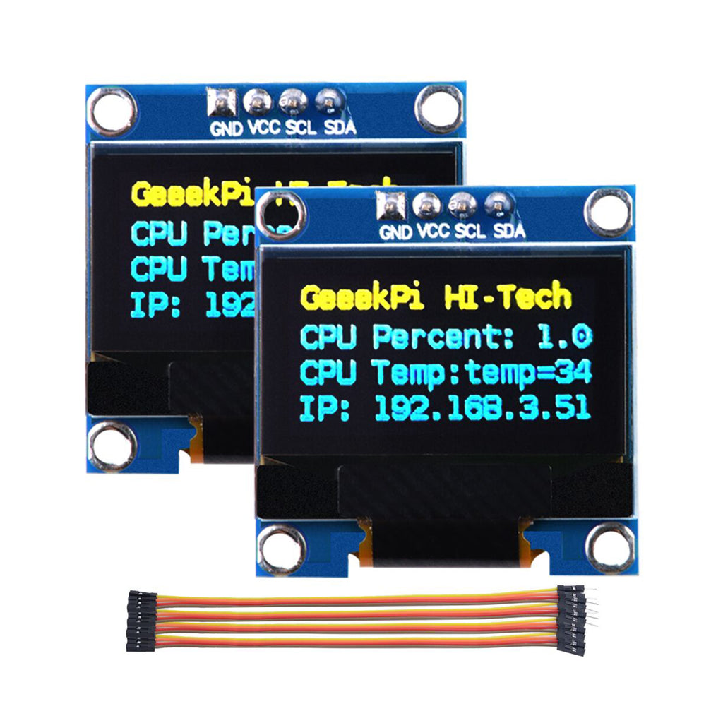 0,96 Zoll OLED SPI Display – 7-Pin, 128x64, Blau/Gelb/Weiß, Für Arduino, ESP32 Und Raspberry Pi Inkl. Dupont-Kabel