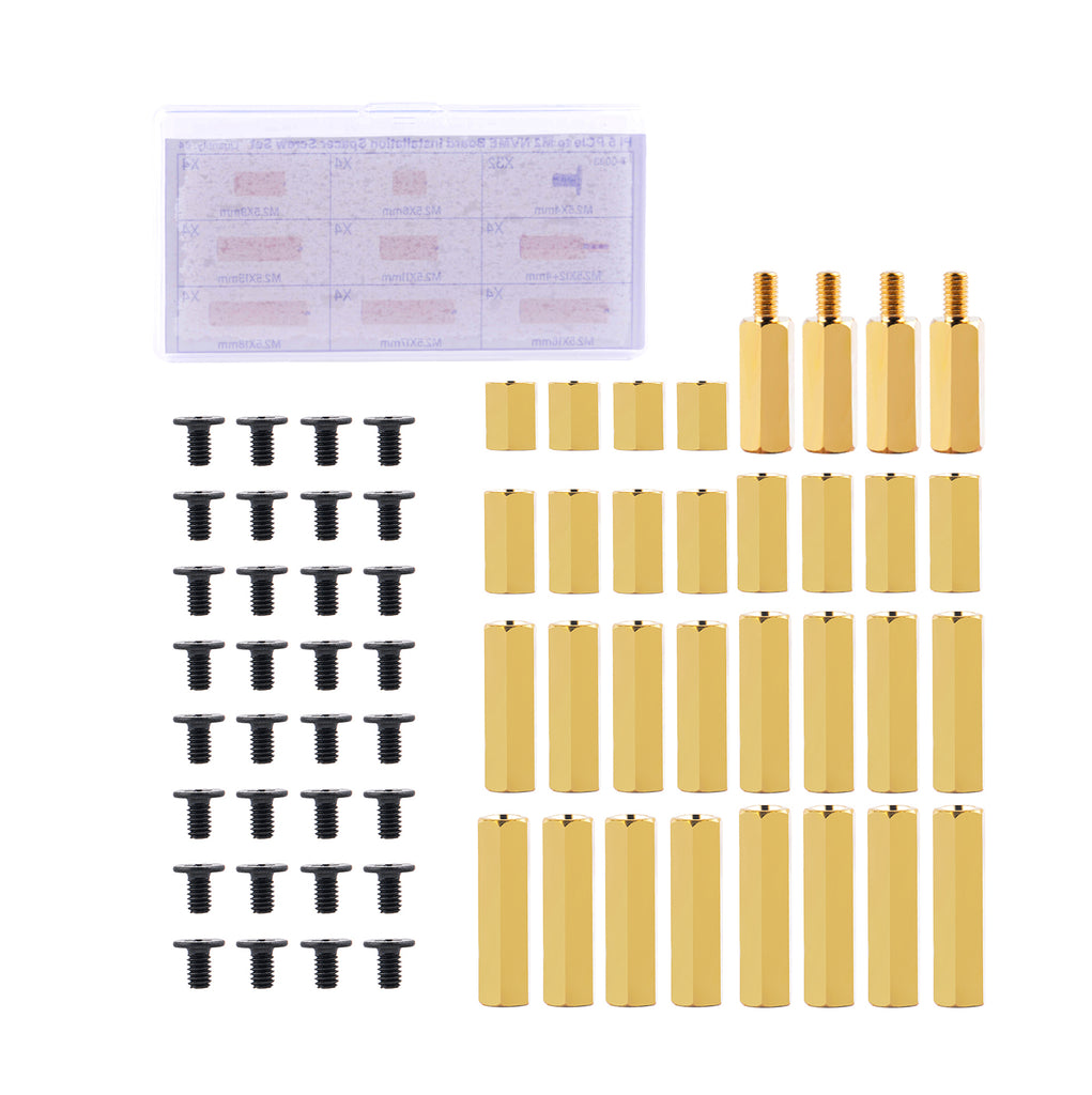 52Pi 64PCS Brass Spacers Standoffs Screws Assortment Kit for