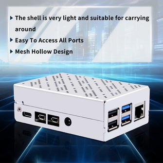 52Pi Metal Case Enclosure Cover Silver with Suspension Cooling Fan Heatsink for Raspberry Pi 4B