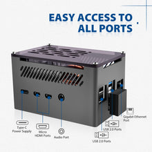 52Pi Raspberry Pi 4 Model B Aluminum Brick Case Black Enlosure Shell with Low-Profile Ice Tower Cooling Fan & M.2 Sata SSD for RPI 4B