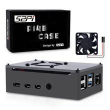 52Pi Raspberry Pi 4 Model B Aluminum Case Black Metal Enlosure Shell with Quiet Cooling Fan for RPI 4B