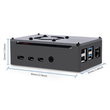 52Pi Raspberry Pi 4 Model B Aluminum Case Black Metal Enlosure Shell with Quiet Cooling Fan for RPI 4B