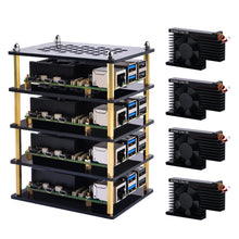 52Pi 4 Layers Acrylic Case Transparent /Brown with Armor Lite V5 heatsink for Raspberry Pi 5