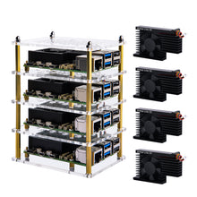 52Pi 4 Layers Acrylic Case Transparent /Brown with Armor Lite V5 heatsink for Raspberry Pi 5