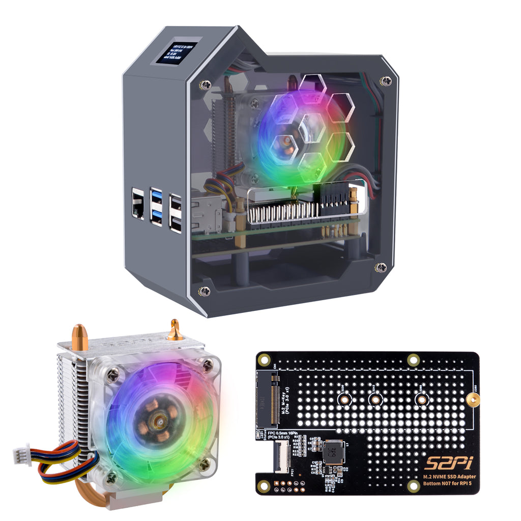 GeeekPi Metal Case with N07 M.2 NVMe SSD Pip PCIe Peripheral Board for GeeekPi Metal Case with N07 M.2 NVMe SSD Pip PCIe Peripheral Board for