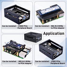 52Pi Raspberry Pi 5 Metal Case Compatible with N04 N05 M.2 NVMe to PCLe Adapter X1000 PCLe Peripheral Boards