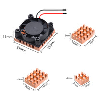 1 Set of Copper Heat Sink Fan and 4 pcs Heatsinks Cooling Kit for Orange Pi 5 Plus