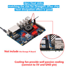 1 Set of Copper Heat Sink Fan and 4 pcs Heatsinks Cooling Kit for Orange Pi 5 Plus