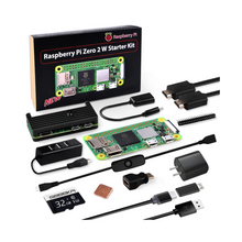 Raspberry Pi Zero 2 W Starter Kit, with RPi Zero 2 W Aluminum Case, 32GB Card Preloaded OS, QC3.0 Power Supply, 20Pin Header, Micro USB to OTG Adapter, HDMI Cable, Heatsink, Switch Cable