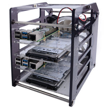 52Pi Rack Tower Acrylic Cluster Case (4 Layer) LED RGB Light Large Cooling Fan for Raspberry Pi / Jetson Nano