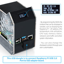 52Pi Raspberry Pi 4 Model B ABS Mini Tower NAS Kit with Ice Tower 0.96 Screen Dispaly for Raspberry Pi 4B