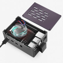 52Pi Raspberry Pi 4 Model B Aluminum Brick Case Black Enlosure Shell with Low-Profile Ice Tower Cooling Fan & M.2 Sata SSD for RPI 4B