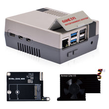 GAME5Pi Case with N08 M.2 NVME PCIE Board For Raspberry Pi 5, with Armor Lite V5 Active Cooler