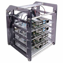 52Pi Rack Tower Acrylic Cluster Case (4 Layer) LED RGB Light Large Cooling Fan for Raspberry Pi / Jetson Nano