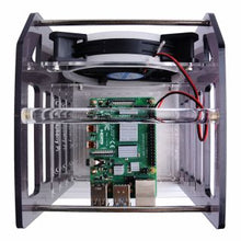 Rack Tower Acrylic Cluster Case (4 Layer) LED RGB Light Large Cooling Fan for Raspberry Pi / Jetson Nano