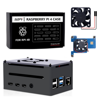 Raspberry Pi 4 Model B Aluminum Case Black Metal Enlosure Shell with Quiet Cooling Fan for RPI 4B Compatible PoE Hat
