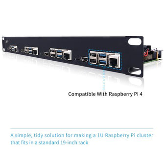 1U Rack Steel Bracket Kit For Raspberry Pi 4B Clusters 19 Inch 4 Slots Heatsinks TF Card to FPC Board Cooling Fan Cable