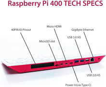 Raspberry Pi 400 PC Kit Keyboard with a Built-in Computer 4GB LPDDR4-3200 USB HDMI Cable GPIO Header UK Power Supply